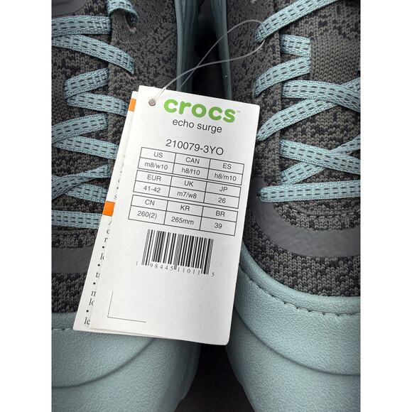 Crocs Echo Surge Men 8 Women 10 Pond‎ Gray Black Outdoor Comfort Athletic Shoes main image 5